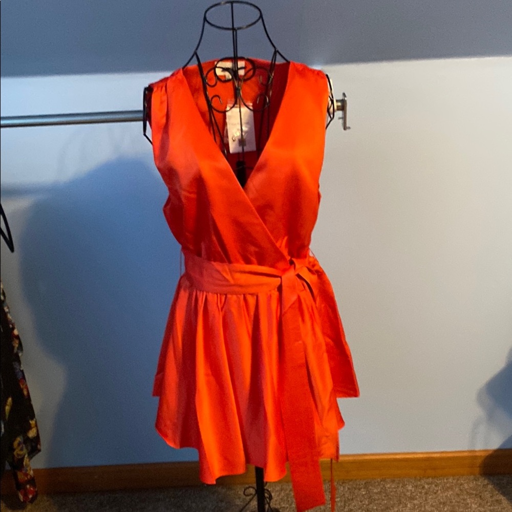 Orange Mini Sundress V-Neck Sleeveless